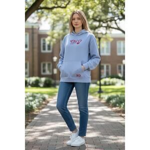 tulane university CHI O sorority hooded sweatshirt Size L